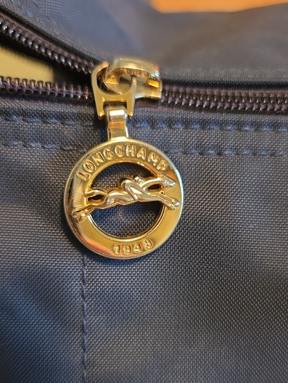 Longchamp Le Pliage Navy and Brown Leather Trim Small Backpack - Picture 3 of 9